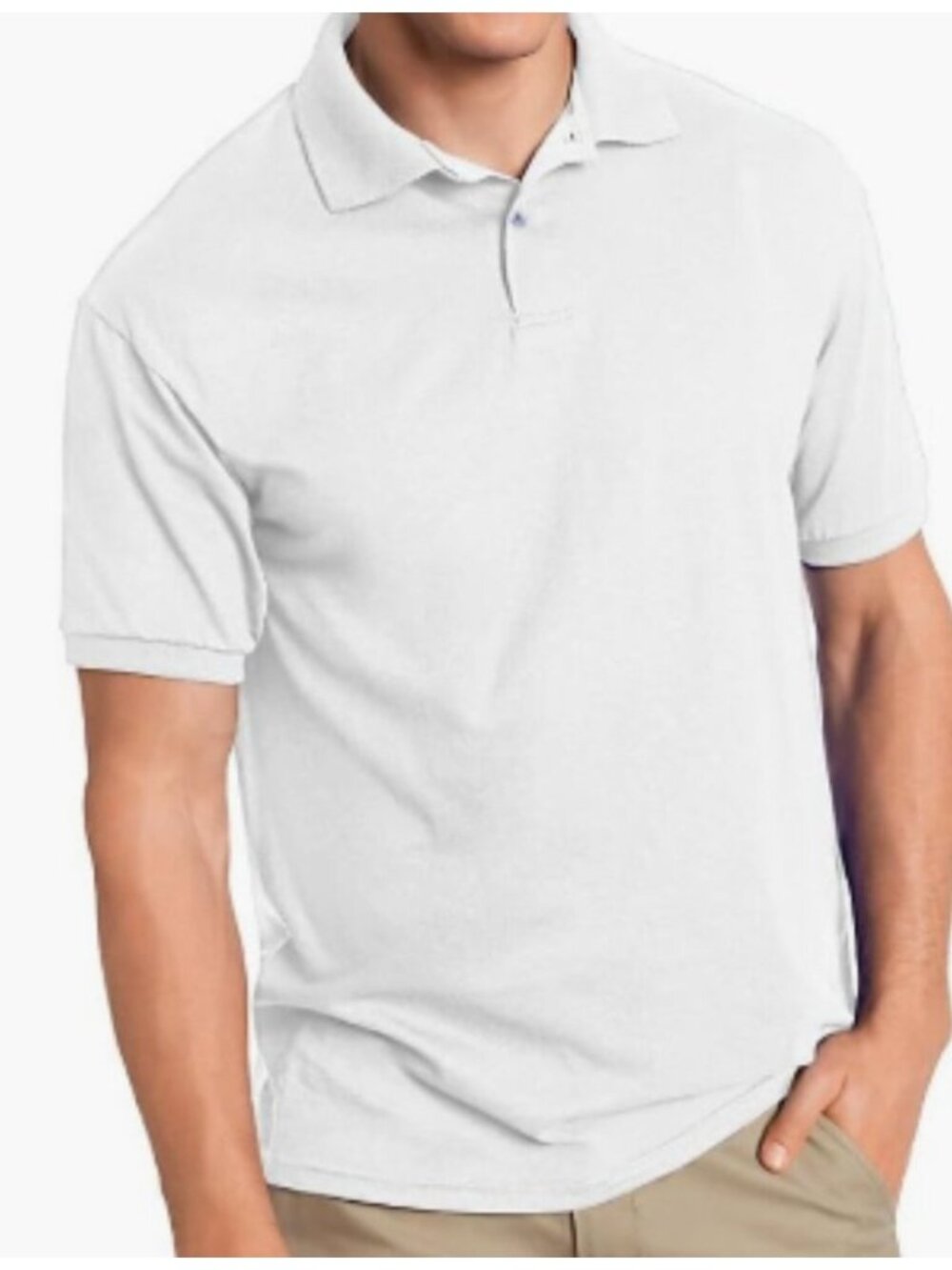 Hanes Men’s Plus Size 4XL EcoSmart Jersey Short Sleeve Golf Polo Light Grey NWOT